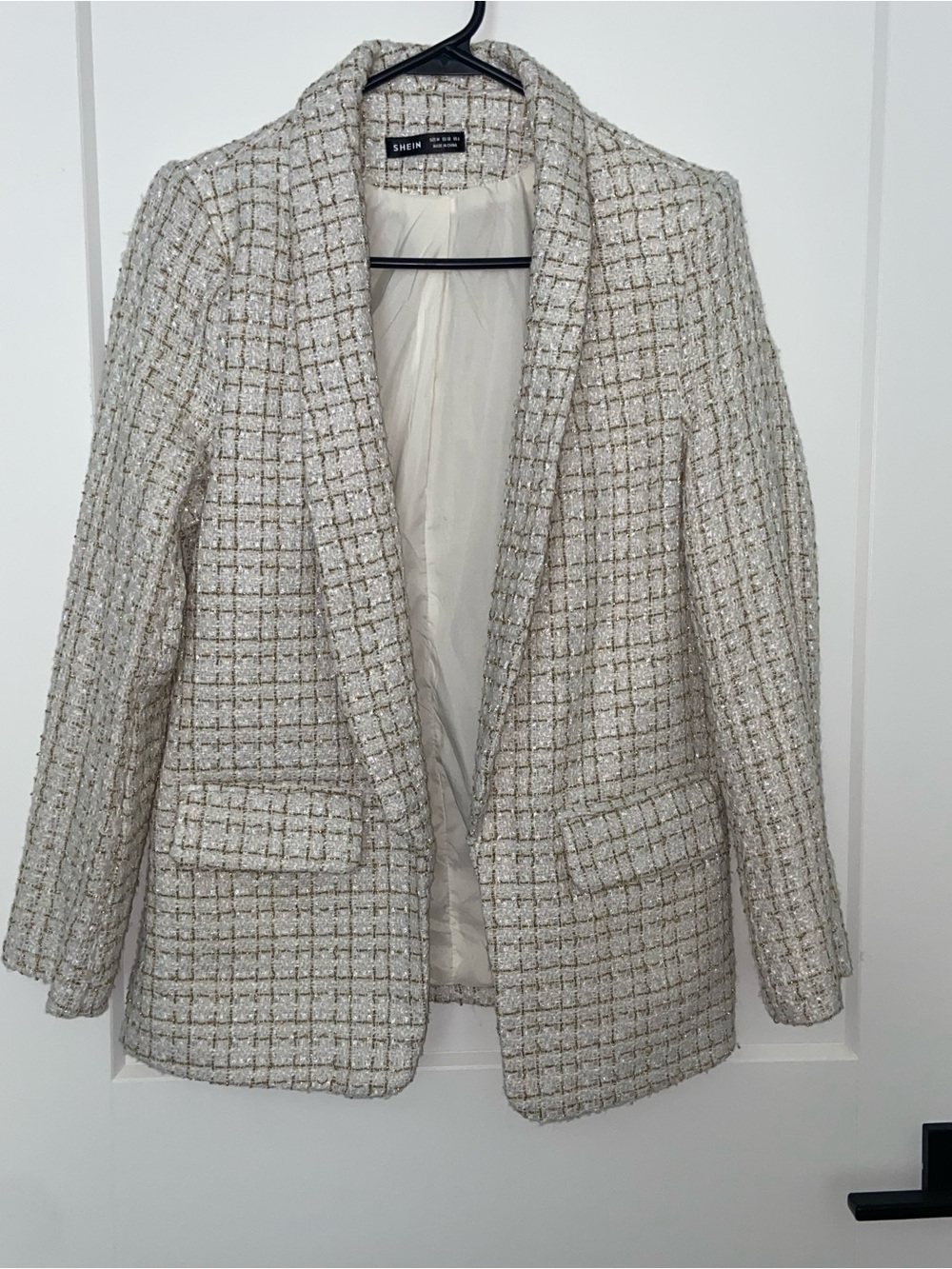 White & Gold Tweed Style Blazer